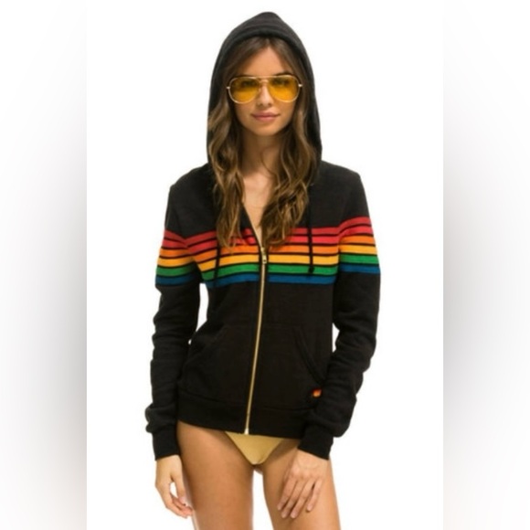 Aviator Nation Other - ‼️RARE‼️ 🎸AVIATOR NATION🎸6 Stripe Retro Black hoodie✨size S✨